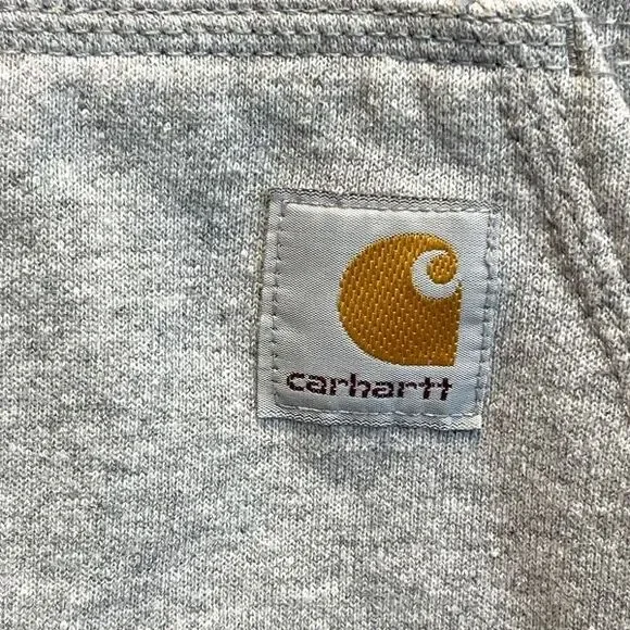 CARHARTT Men’s Hoodie Sweatshirt 3XL Heather Grey Logo Sleeve Loose Fit Pocket - Picture 5 of 14